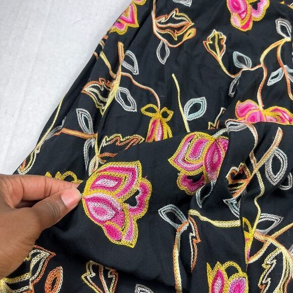 Nicole Miller Embroidered Maxi Dress Floral Side Zip Asymmetric Hem Party Size 8 - Picture 3 of 13